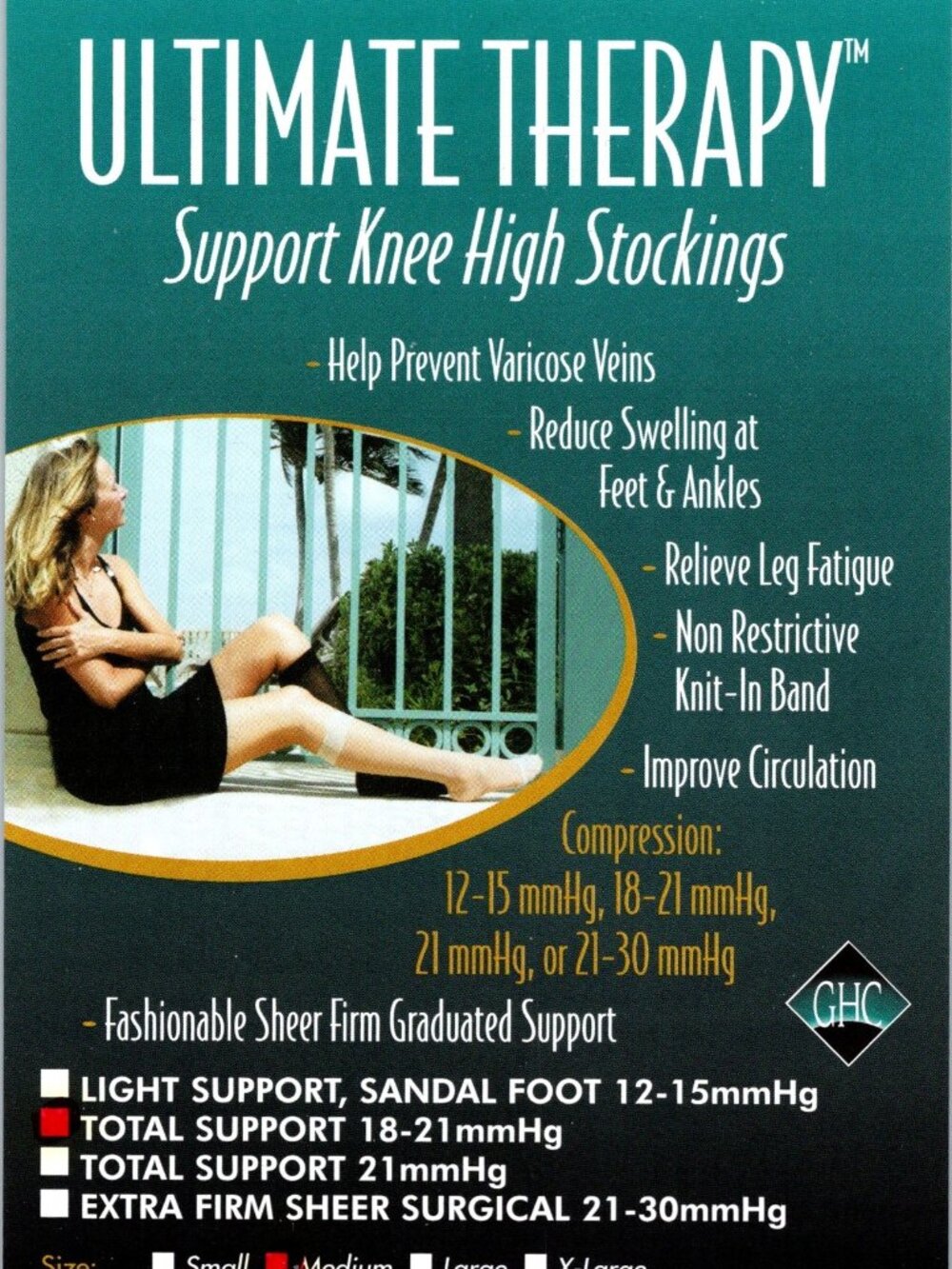 NEW Ultimate Therapy Support Knee High Stockings-Size M-Mystic Black-(3 pairs)